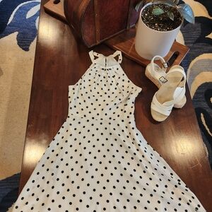 Express Black and White Polka Dot Backless Dress